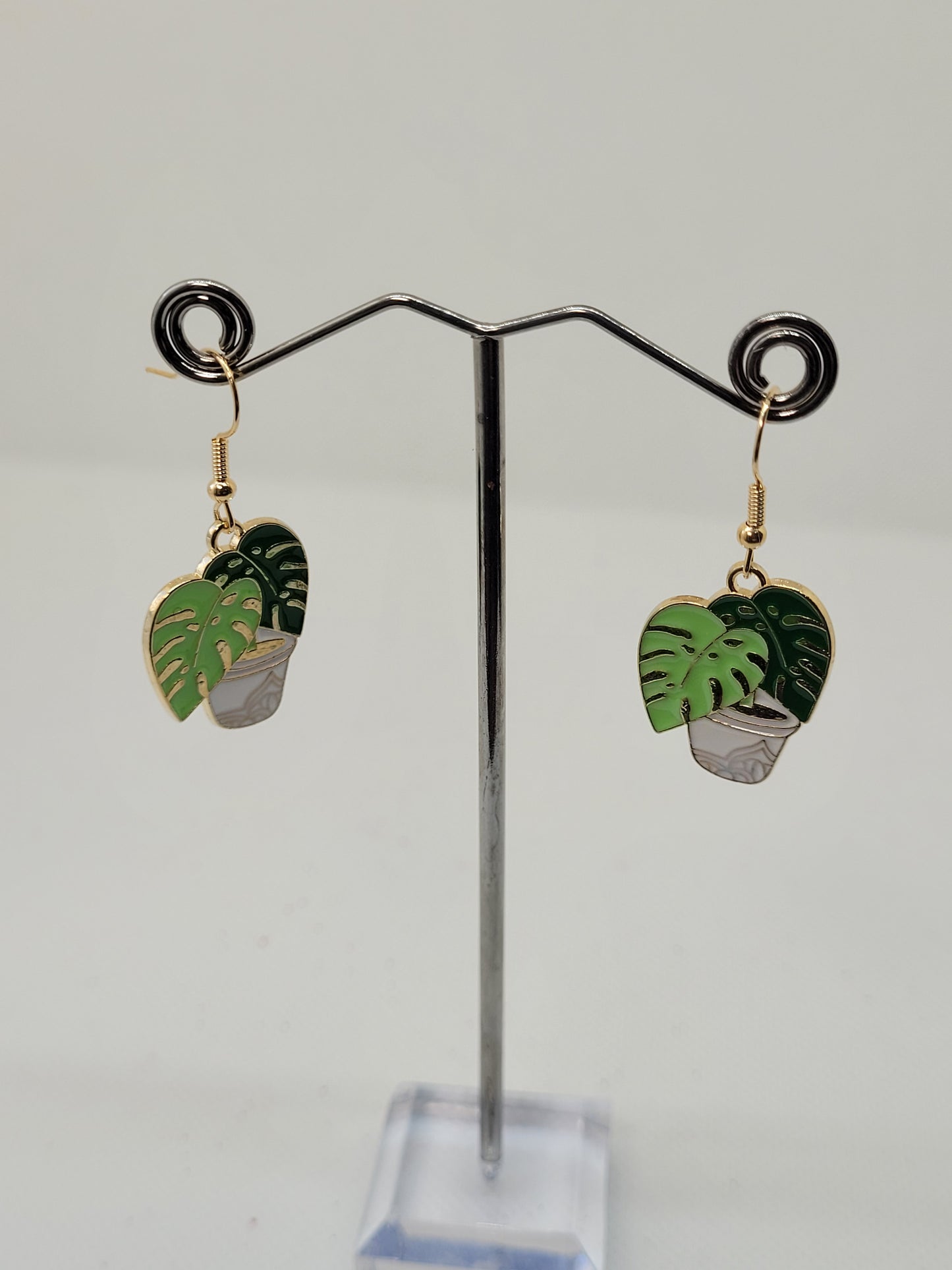 Gold Coloured Pot Plant Earrings