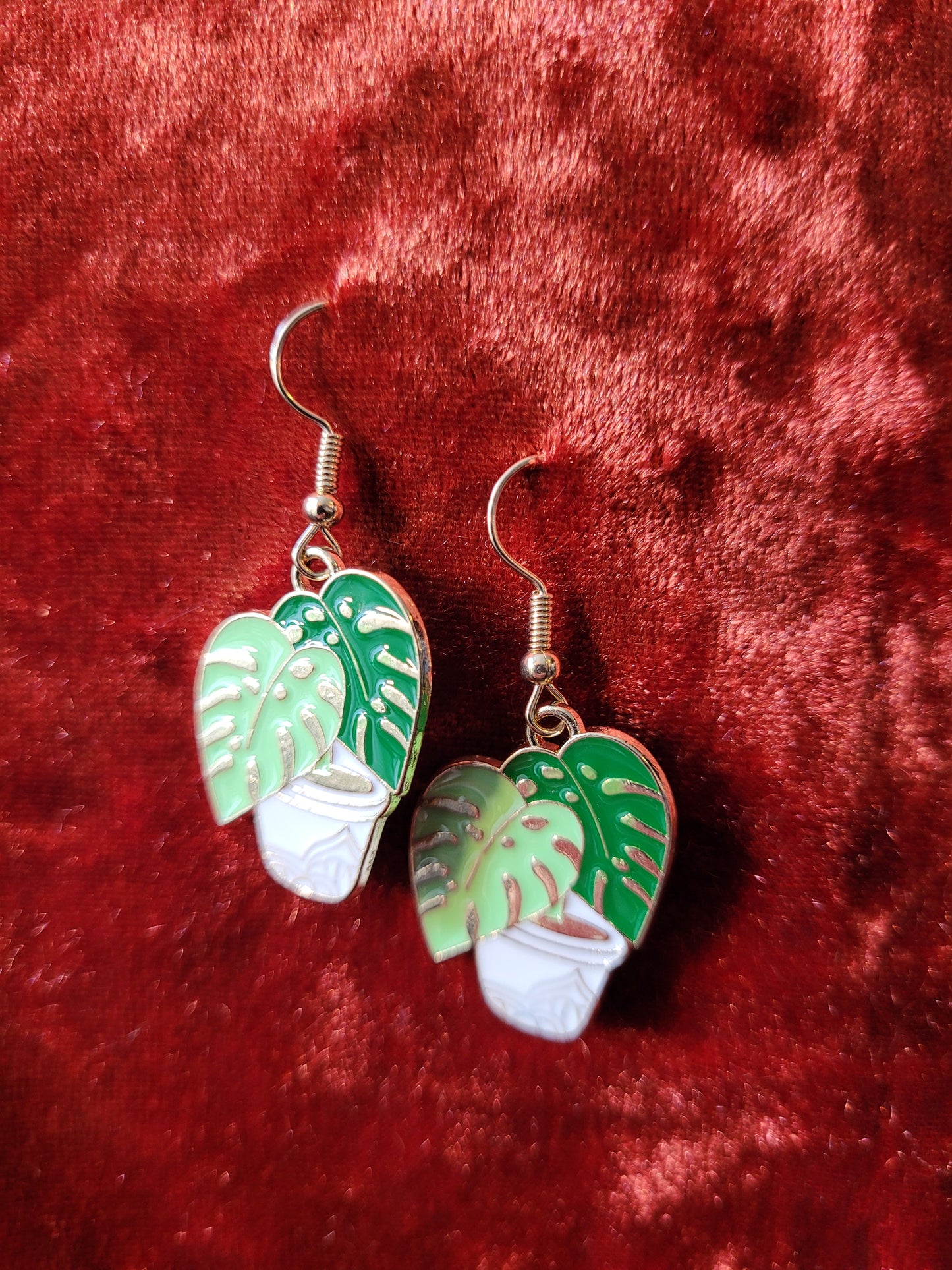 Gold Coloured Pot Plant Earrings